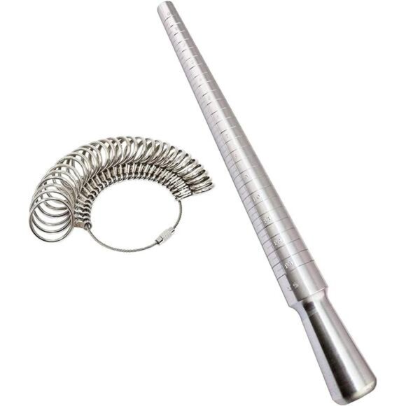 Rould Ring Mandrel Metal Ring Sizer Gauge Set with Jewelers Rubber - Picture 4 of 8